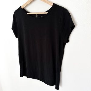 LOFT Black Back Zip T-Shirt Tee Top — L